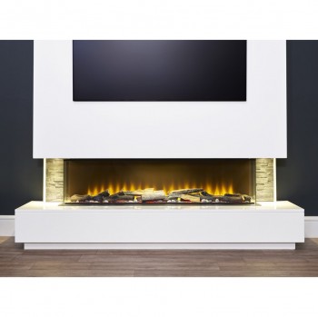 Aurora Alaska XL Marble Base with Inferno 1250 Media Wall Electric Fire